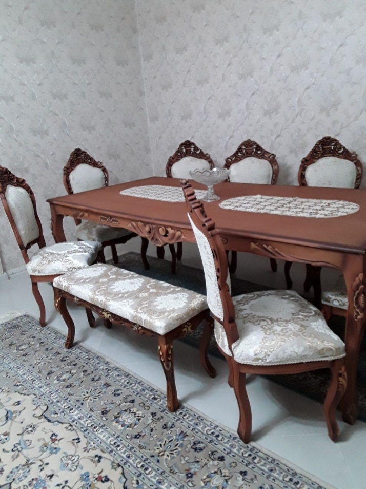 میز پاف نیمکت  چوبی منبتی